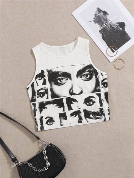 

camisoles tanks high street style y2k figure graphic crop women summer clothes korean fashion sleeveless tank tee shirt streetwear 230328, Black;white