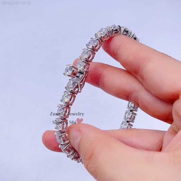 

stock ready to ship gra certificate 6.5mm iced out moissanite tennis chain bracelet, Silver