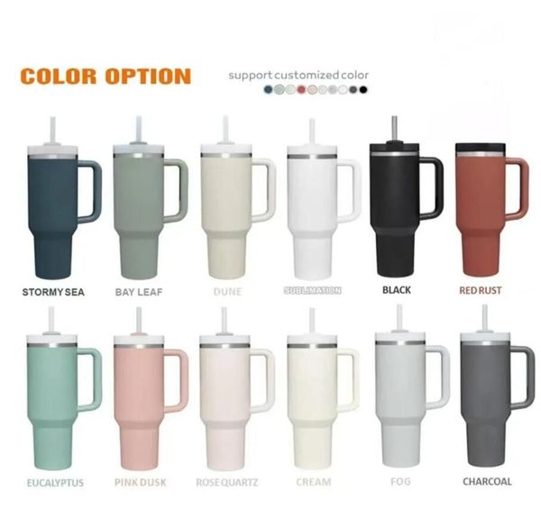 

40oz stainless steel tumblers mugs with silicone handle lid straw 2nd generation big capacity travel car cups outdoor vacuum insulated water
