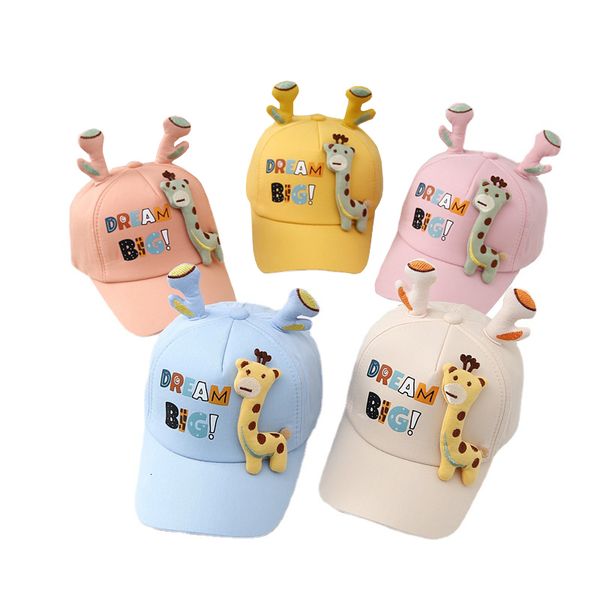 

caps hats giraffe visor outdoor travel baby girls hat spring summer cotton boys baseball cartoon toddler 230328, Yellow