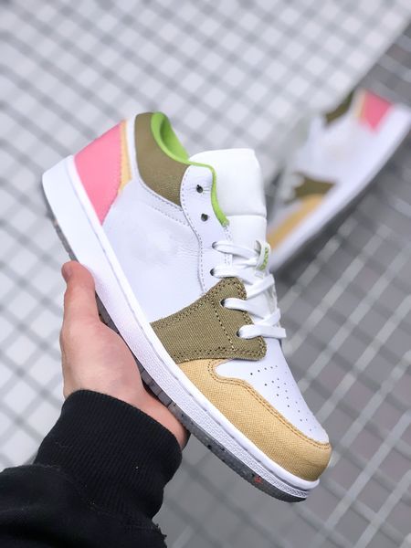 

new release basketball shoes mens jumpman 1 low og light fusion white gold pink backboard men women outdoor sneakers trainers ship with shoe
