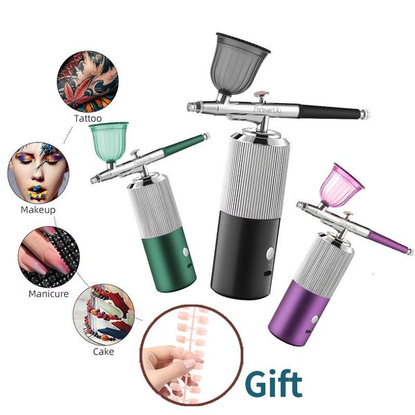 

face care devices 03mm portable paint spray gun airbrush mini air compressor kit for nail art tattoo craft cake oxygen injector nano fog mis