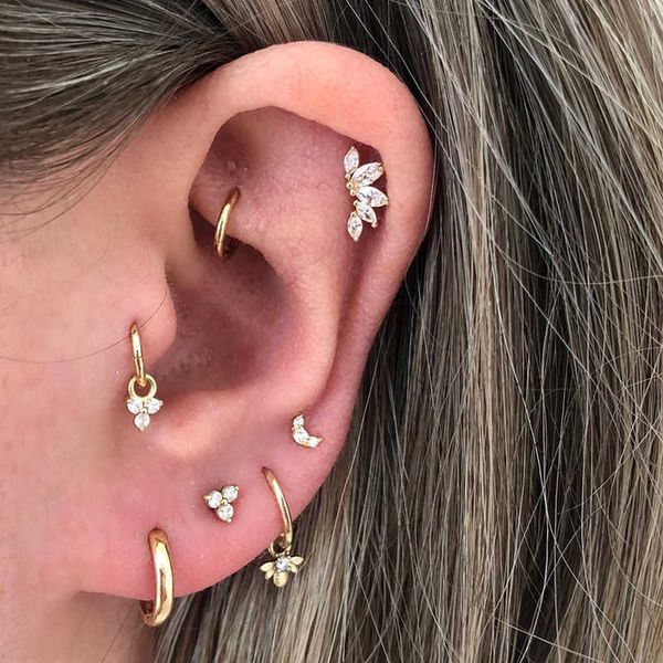 

charm roxi small crown moon star lightning constellation stud earrings for women 925 sterling silver piercingearring kolczyki damskie aa2303, Golden