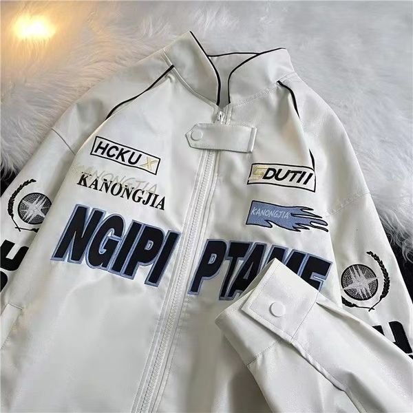 

men s jackets vintage lettered embroidered leather jacket women s street trend baseball couples loose flying 230328, Black;brown