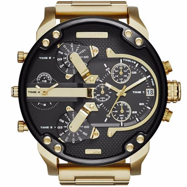 

relogio masculino mens watch sports wristwatches big face stainless steel quartz analog business army military watches gifts clock329h, Slivery;brown