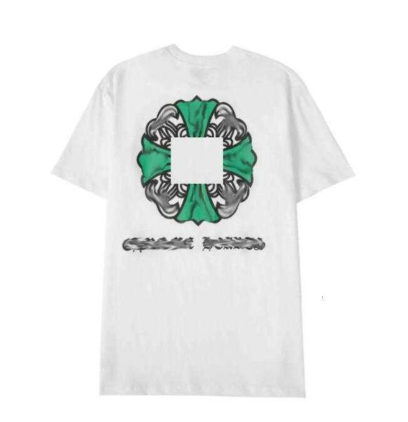 

classic men's heart luxury t shirt ch brand tees men women sanskrit letter chromes sweatshirts short sleeve horseshoe designer couple, White;black