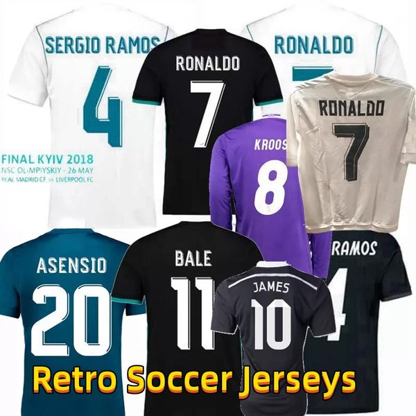 

classic real retro soccer jerseys 2013 2014 15 16 17 18 benzema marcelo isco nacho carvajal asensio bale sergio ramos madrid ronaldo home aw, Black;yellow