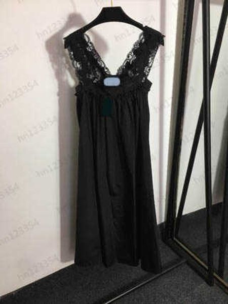 

black womens dresses designer clothes summer fashion casual loose classic luxury elegant temperament lace panel nylon strap dress ladies ski, Black;gray