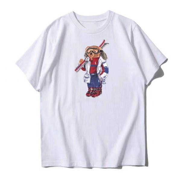 

short-sleeved printed polos shirt casual t-shirt bear 100% cotton round neck t-shirt male and female designers, White;black