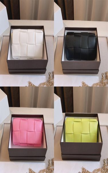 

newarrivals designer cassette mini belt bag pack weave fanny knitted waistbags women leather crossbody bags with opp bag 0617039268864, Red;black