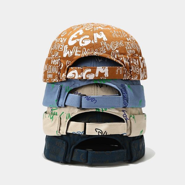 

beanie/skull caps retro graffiti letters hip hop beanie sailor cap brimless hats skullcap street women men casual melon cap hcs264, Blue;gray