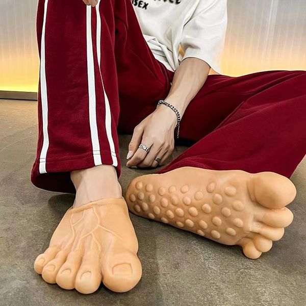 

head wrapped slippers beach shoes indoor weird slippers overall big feet shoes spoof giant feet shoes gift funny wrap toe, Black
