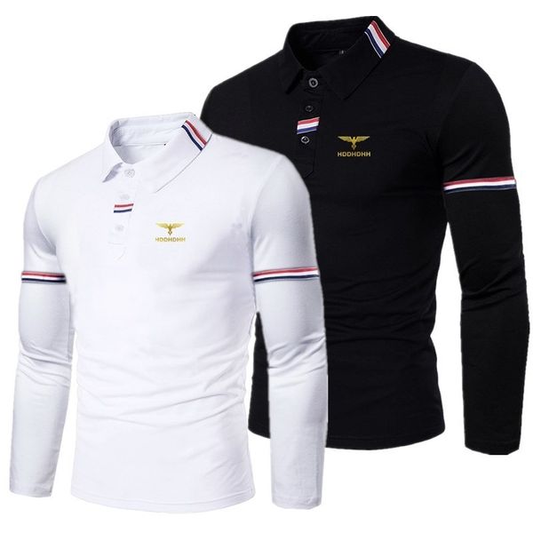 

mens polos hddhdhh fall long sleeve lapel polo shirt 230328, White;black