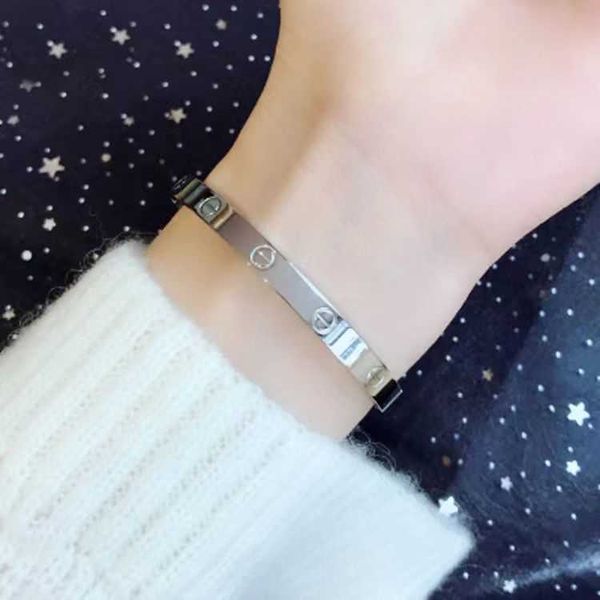 

designer bracelet carti bangle light luxury full diamond titanium steel couple bracelet simple and colorless exquisite mesh red ins fashion, Black