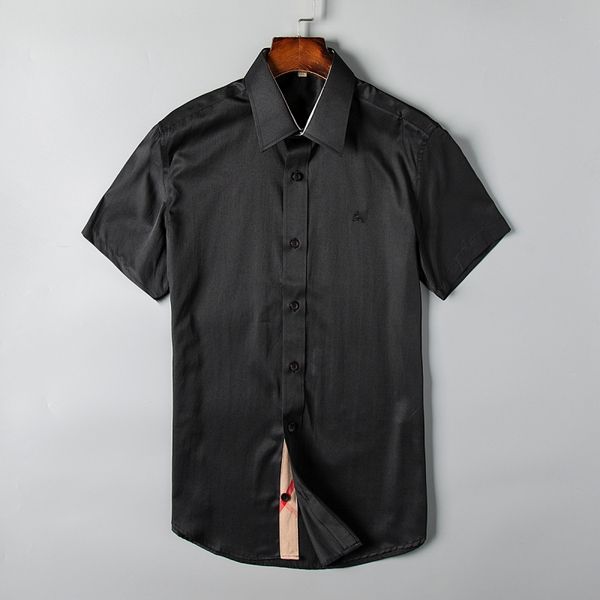 

men's casual shirts fashion designer solid color with small embellishments cardigan shirt lapel breasted short sleeve casual fit shirt, White;black