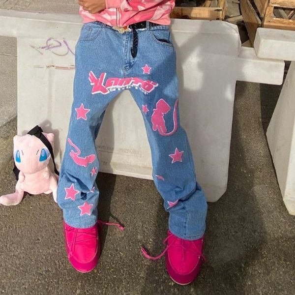 

mens jeans high waist bagge pants woman y2k streetwear loose denim trousers female vintage wide leg cargo women autumn 230327, Blue
