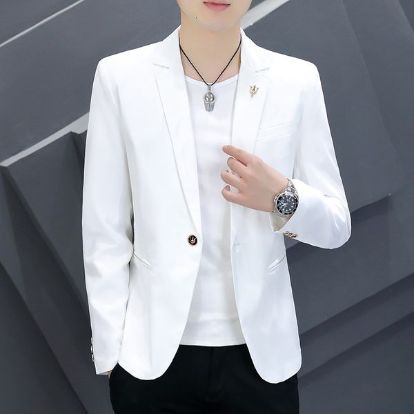 

men's suits blazers blazer men's italian style premium simple elegant fashion business casual work gentleman formal fitted jacket, White;black