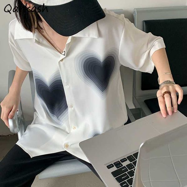 

women's blouses shirts short sleeve shirts women print s-3xl korean style colleges design summer all-match stylish couple popular soft, White