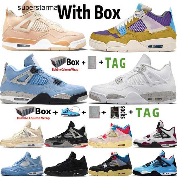 

2023 with box factory_footwear mens basketball shoes jumpman 4 4s shimmer university blue white oreo wild things guava sail men sports women, Black