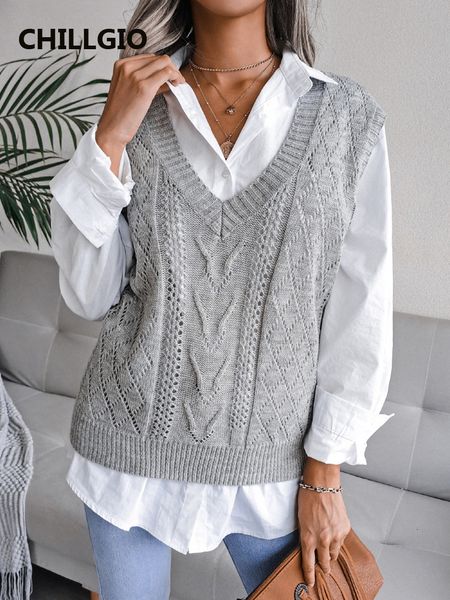 

women's vests chillgio women sweater knitted sleeveless casual v neck korean knitwear elastic fashion streetwear office lady solid ves, Black;white