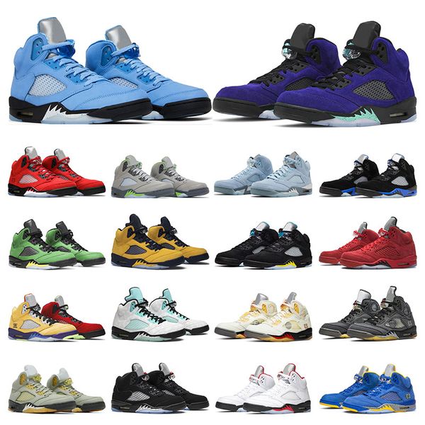 

hipping 5s men basketball shoes 5 mens sneakers unc racer blue aqua alternate grape sail fire red women sports trainers size 5.5-13