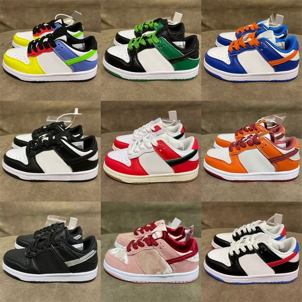 

kids running shoe dunks sb low athletic boy girls white panda children sports sneakers designer walking basketball trainers toddler infants, Black