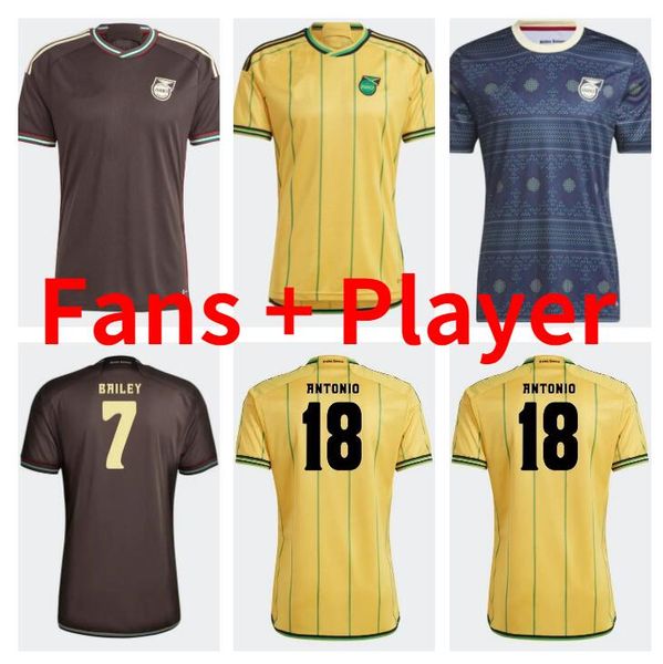 

2023 jamaica soccer jerseys 23 24 national football team bailey antonio reid nicholson lowe morrison home away football shirt thailand quali, Black;yellow