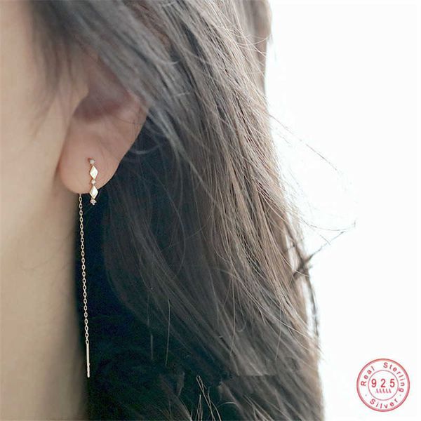 

charm 925 sterling silver 14k gold plating inlaid crystal french diamond tassel ear line women retro classic party jewelry accessories aa230, Golden