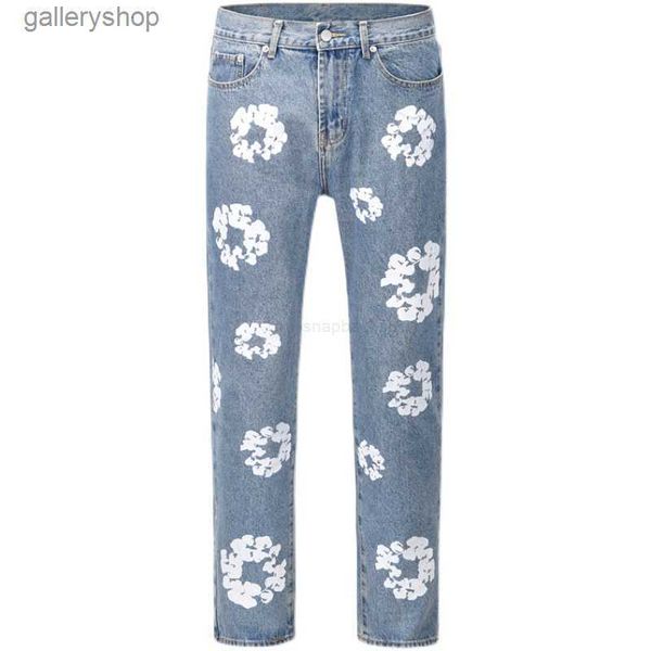 

men's jeans men's jeans high street denim tears style kapok washed straight fashion vintage loose pants kmztaflq, Blue