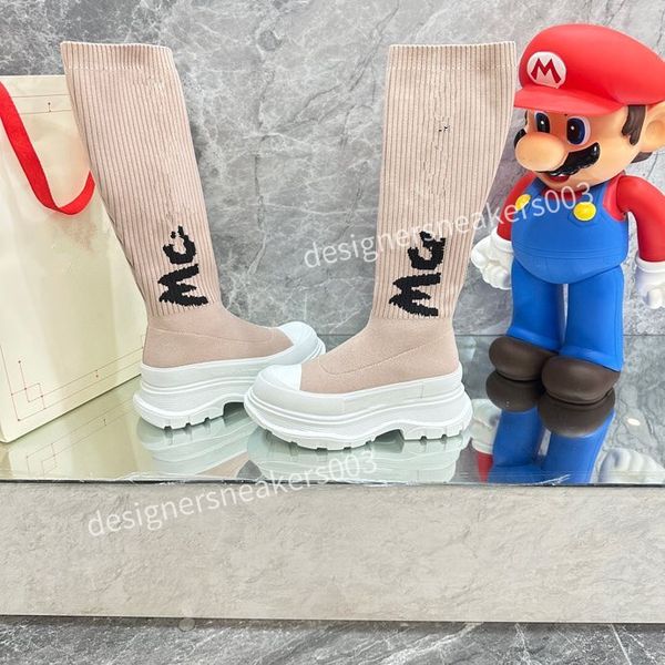 

mens fashion leisure women heels autumn and winter knitted elastic boots socks and knee boots fashion stockings shoes long boot, Black