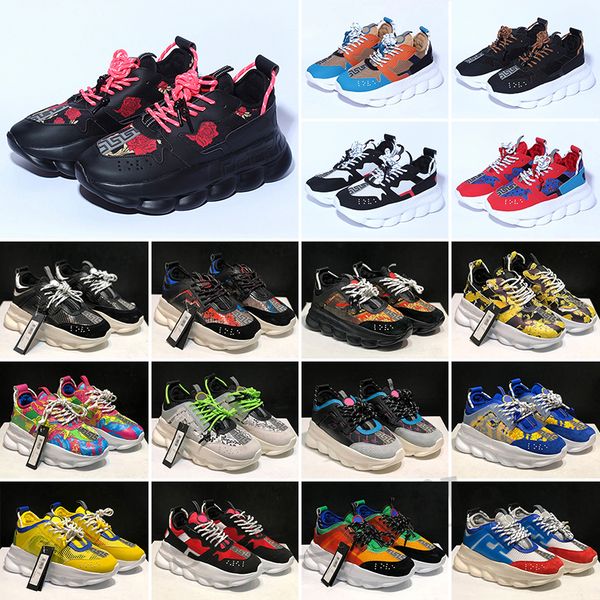 

2023 men women casual shoes italy triple black white 2.0 gold fluo multi color suede floral purple reflective height chain reaction designer