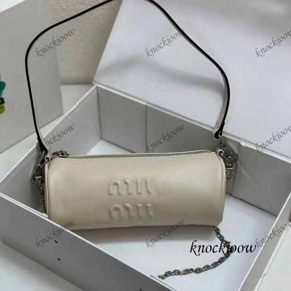 

cylinder pillow crossbody bag women handbags purse genuine leather removable chain shoulder strap embroidered letters zipper closure plain w