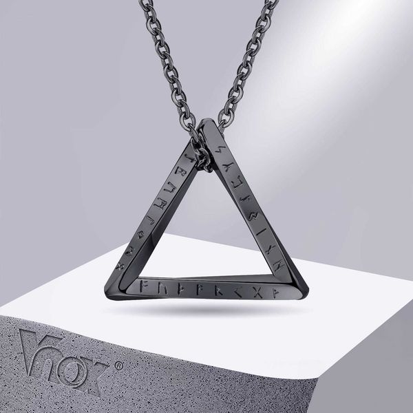 

pendant necklaces vnox norse viking pendant necklaces men twisted stainless steel mobius triangle charm vegvisir nordic valknut geometric co, Silver