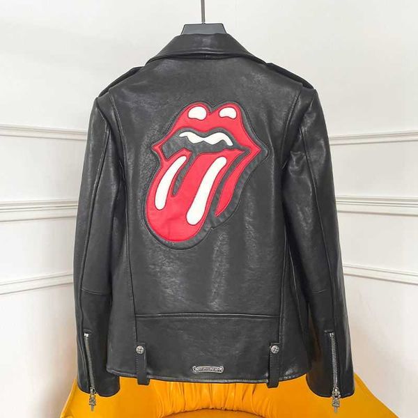 

high version mens leather jacket hip hop punk leather coat sanskrit embroidery zipper cardigan jacket men motorcycle windbreaker 002, Black