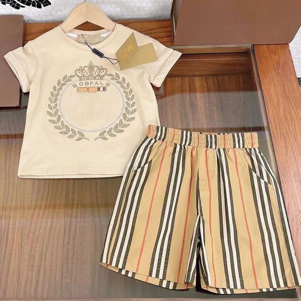 

kids sets 2pics kids designer clothe summer baby designer toddler clothes classic stripe luxury children t shirt for girls boys tracksuits s, White