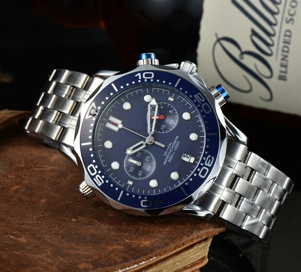 

wristwatches for men 2023 new mens watches five needles all dials work quartz watch luxury brand steel strap men fashion sea europe designer, Slivery;golden