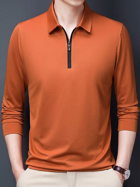 

mens polos gaaj zipper collar polo shirt man zip up poloshirt long sleeved plain t korean casual solid tee fashion brand clothes 230328, White;black