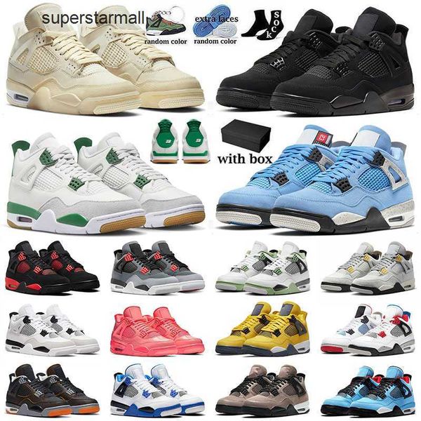 

black cat 4 4s iv basketball shoes with box 2023 jumpman sail pine green x sb university blue seafoam sail kaws grey ts x j4 men women train
