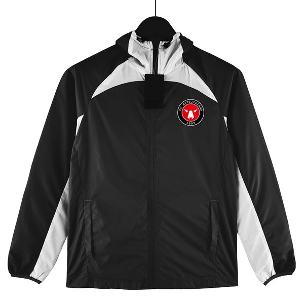 

2023 fc midtjylland mens jackets full zipper hooded soccer windbreaker hoodie windproof football jacket winter sports windbreakers coats siz, Black;brown