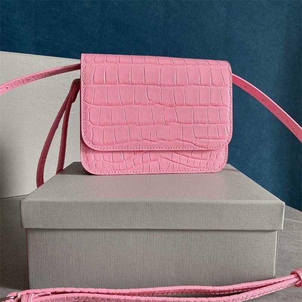 

classic b bag square box cowhide crocodile small tofu single shoulder crossbody women's