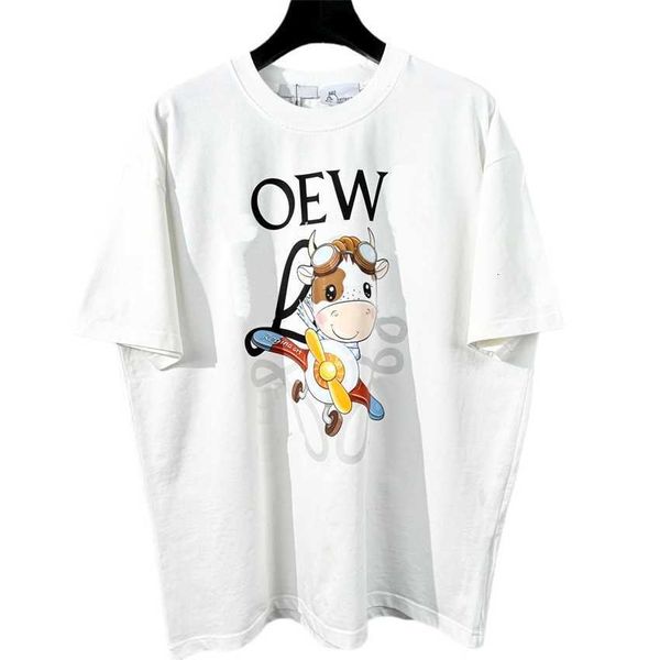 

high-version fashion brand new product luojia co-branded miyazaki takao tmall short-sleeved couple loose casual t-shirt for men and women, White;black