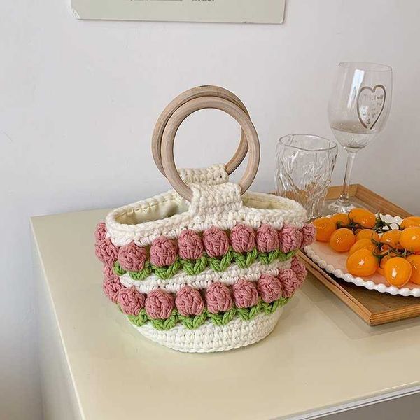 

beach bags fashionable and simple westernized bucket bag handwoven wool women s 2023 new hand 230327