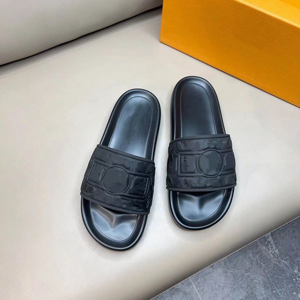 

designer slides men slippers slide sandals floral luxury women sandal heels fashion summer beach low heel, Black