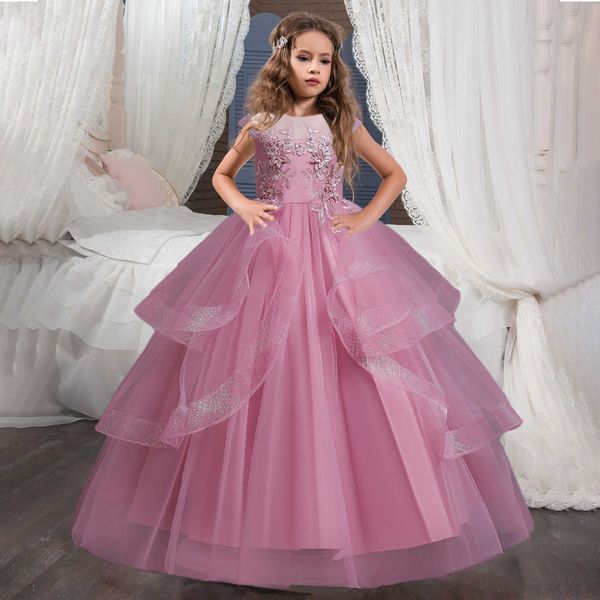 

girl's dresses pageant white tulle bridesmaid dress for girls flower party wedding princess dresses baptism evening dress prom gown 14, Red;yellow