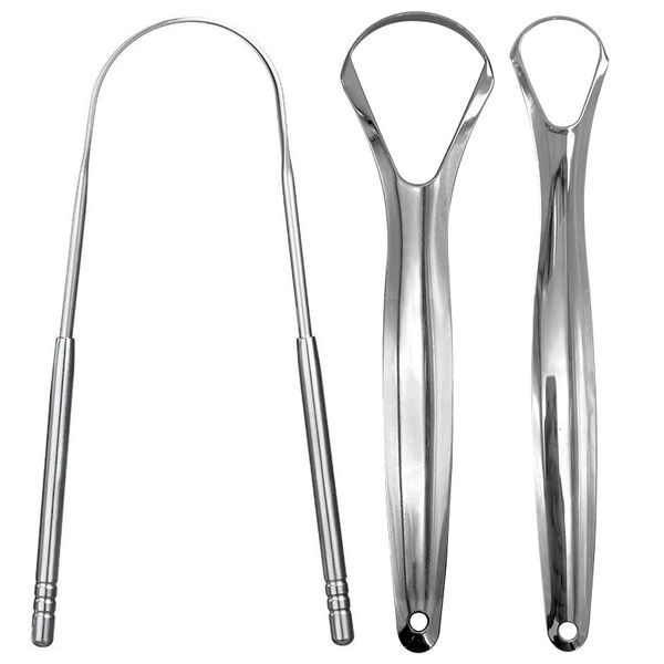 

tongue scraper cleaner for adults surgical grade eliminate bad breath stainless steel metal tongue scarper brush dental kit