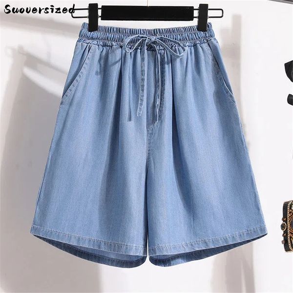 

women's shorts summer thin casual shorts baggy jeans oversize 4xl pantalones cortos elastic high waist denim pants korean vaqueros shor, White;black
