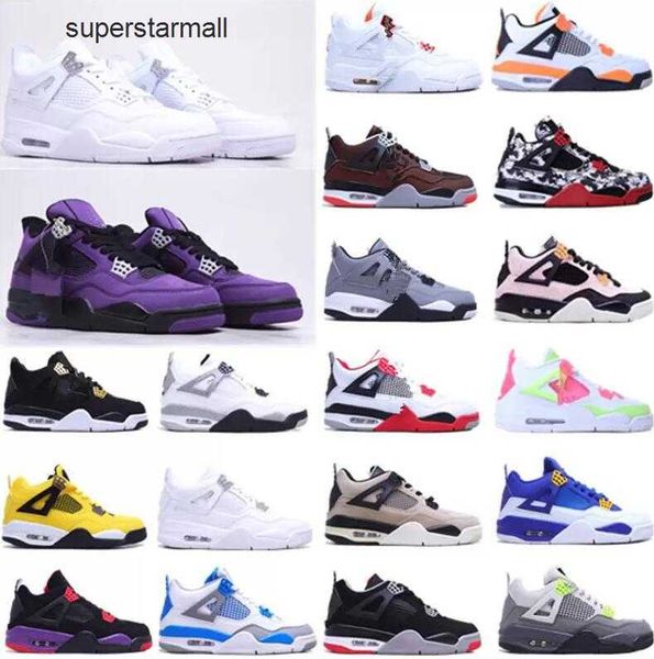 

4 4s jumpman men basketball shoes metallic purple red green bred ovo splatter black cat women sports running shoe outdoor training sneakers