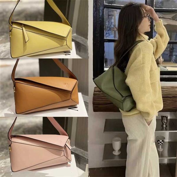 

luojia bag 2023 new fashion soft leather hobo underarm spliced geometric versatile one shoulder handheld pillow