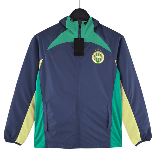 

2023 ferencvarosi tc mens jackets full zipper hooded soccer windbreaker hoodie windproof football jacket winter sports windbreakers coats si, Black;brown