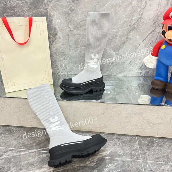 

fashion women heels autumn and winter knitted elastic boots socks and knee boots fashion stockings shoes long boot2023, Black